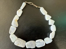 Handcrafted Light Blue Agate Statement Necklace 16.5”