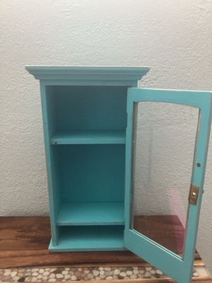 wood glass door display case curio cabinet table top/wall hanging