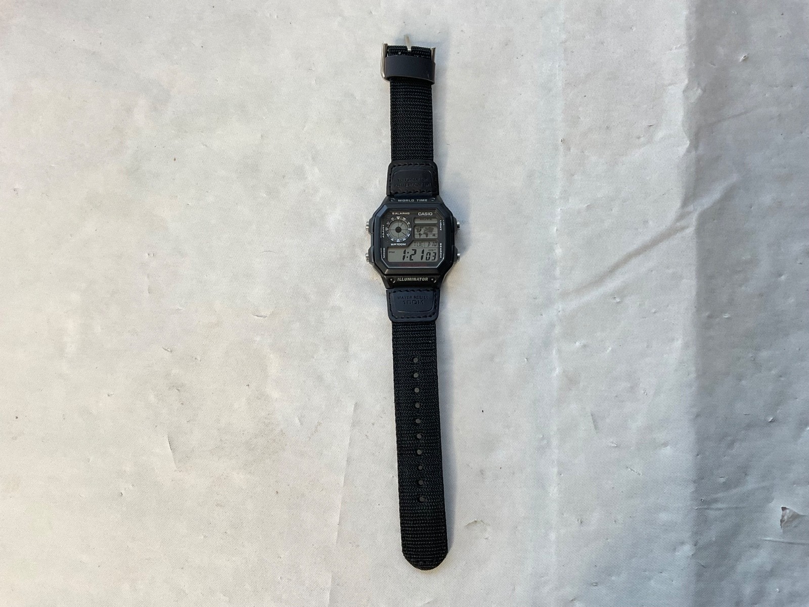 Casio Men's World Time Multifunction Black Band 42mm Watch AE1200WH