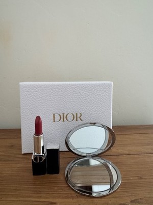 Christian Dior Silver Tone Pocket Mirror/ Mini Rouge Lipstick In 720 Gift Set