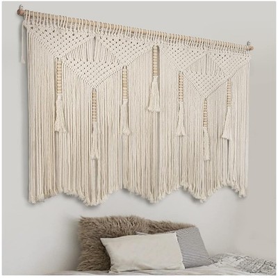 Large Macrame Wall Hanging Boho Tapestry 43.3'' x 39.4'' Beige