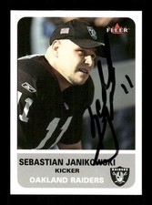 2002 Fleer Tradition #73 Sebastian Janikowski signed autograph  crisp sig tough 