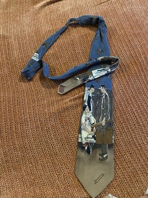 Mens Silk Norman Rockwell Baseball Tie Vintage Necktie Made In USA