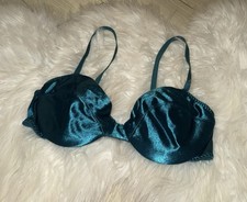 Vintage Vtg Satin Caress Second Skin Padded Bra Underwire Womens 36B Green