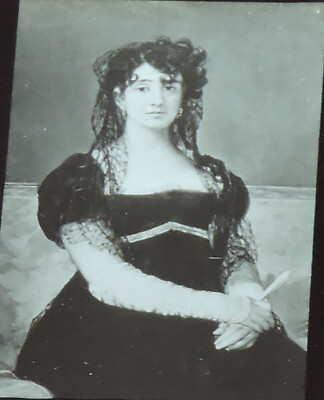 PHOTO ON GLASS, VINT ART PORTRAIT OF ANTONIA ZARATE BY GOYA Y LUCIENTES