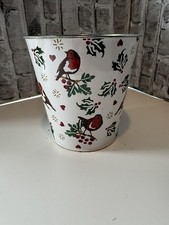 Emma Bridgewater M&S Flower Shop Christmas Robin Metal Tin Plant Pot VGC