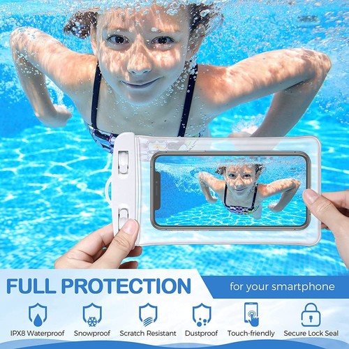 WEISSE WASSERDICHTE UNTERWASSER-HANDYHÜLLE Trockenbeutel Etui alle Smartphones Universal - Bild 3 von 10