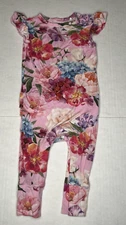 Posh Peanut Ruffled Capsleeve Romper Pink Floral Size 9-12 Mos