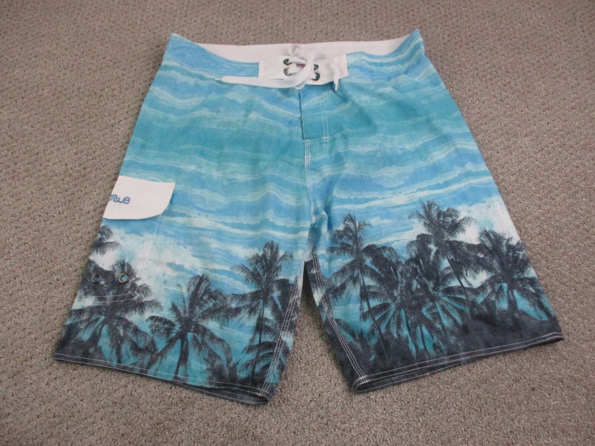 NONWE Swim Trunks Mens 36 Blue MMA Bathing Suit Mesh Lined Board