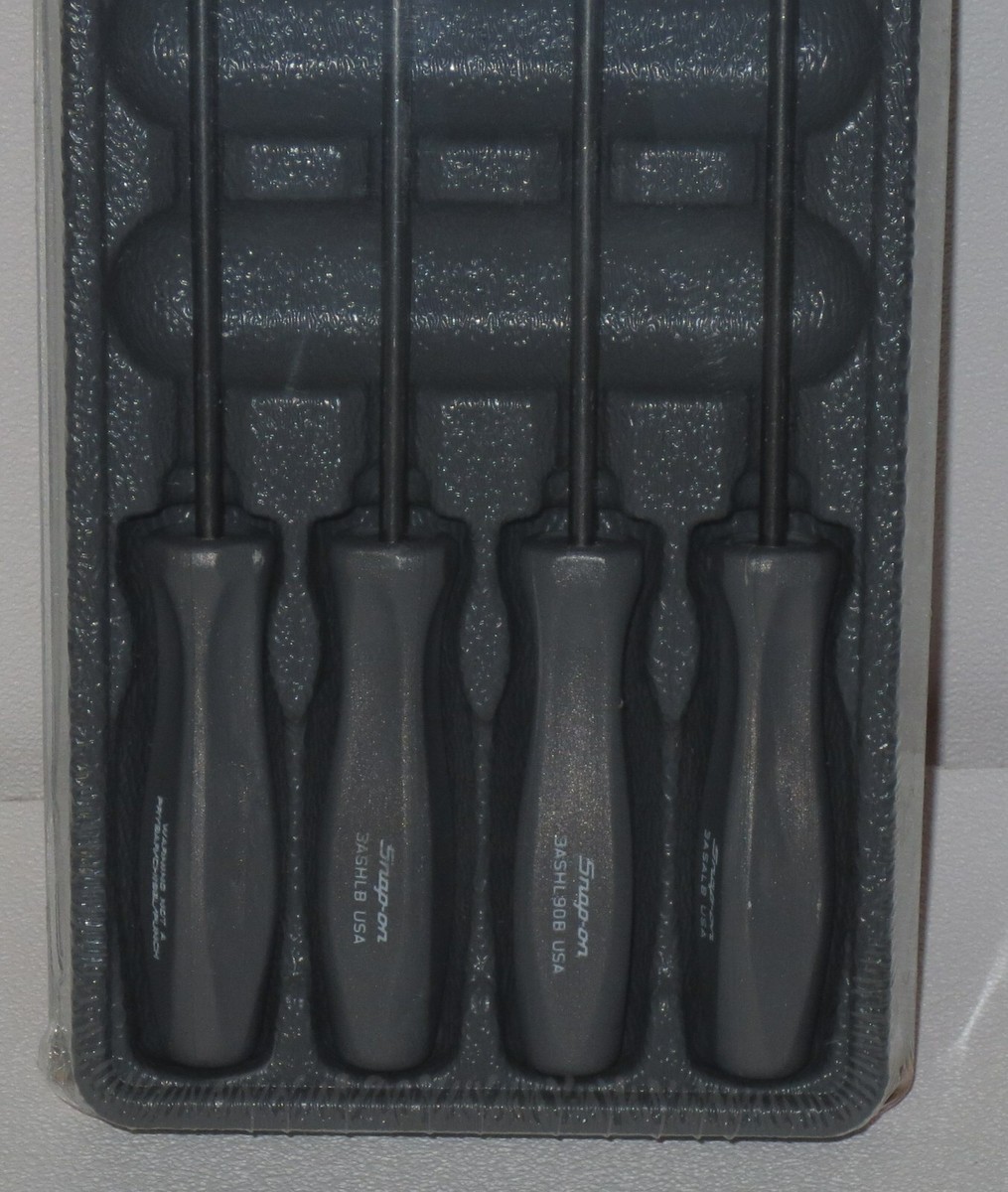 Snap-on Grey Handled 4pc Mini Awl & Pick Set Long Shank ASAL204BDT
