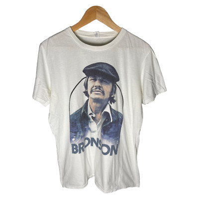 Anvil Charles Bronson Herren T-Shirt Gr. M Weiß Aufdruck Vintage Gildan Shirt