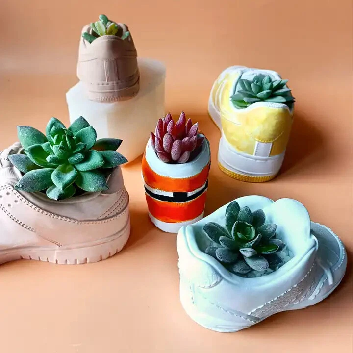 Tenis 3D Molde de Silicona Maceta de Hormigón Cemento Maceta Hágalo Usted Mismo Zapatos Molde Foto 2 de 4