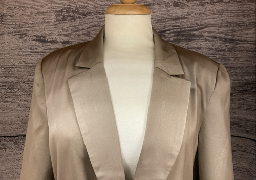 SOSANDAR Belted Satin Blazer Size 12 NEW Taupe - Picture 5 of 10