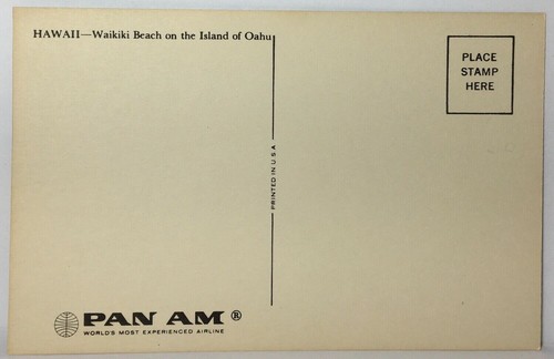 Nuevo de Lote Antiguo Postal Pan Am Hawaiki Playa Waiki Oahu Gato Velero Sin Publicar Sin Usar Años 60 - Imagen 3 de 3