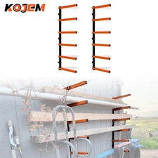 6-Shelf Lumber Storage Rack Wall-Mounted Wood Organizer 660LB Indoor&Outdoor