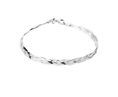 BIJOUXIA Bracelet Maille Tressée Double Fil Argent Massif 925/000 Bijoux Femme