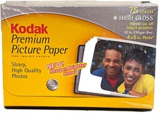 Kodak Premium Picture Photo Paper 4 x 6 High Gloss 75 Sheets InkJet Printers NEW