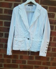 Luisa Cerano White Cotton Jacket Uk Size 12 Fr 40 D 38