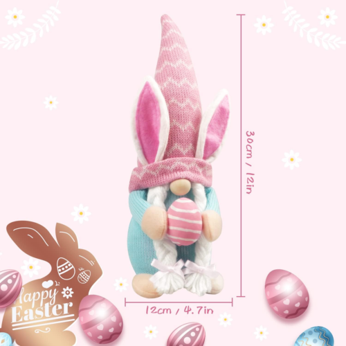 2 PCS Easter Gnomes Plush Decor with Easter Egg Easter Bunny Gnome Plush for Kid - Picture 2 of 12