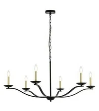 Large Black Rustic Iron Farmhouse Chandelier Foyer Entryway Dining Room Light