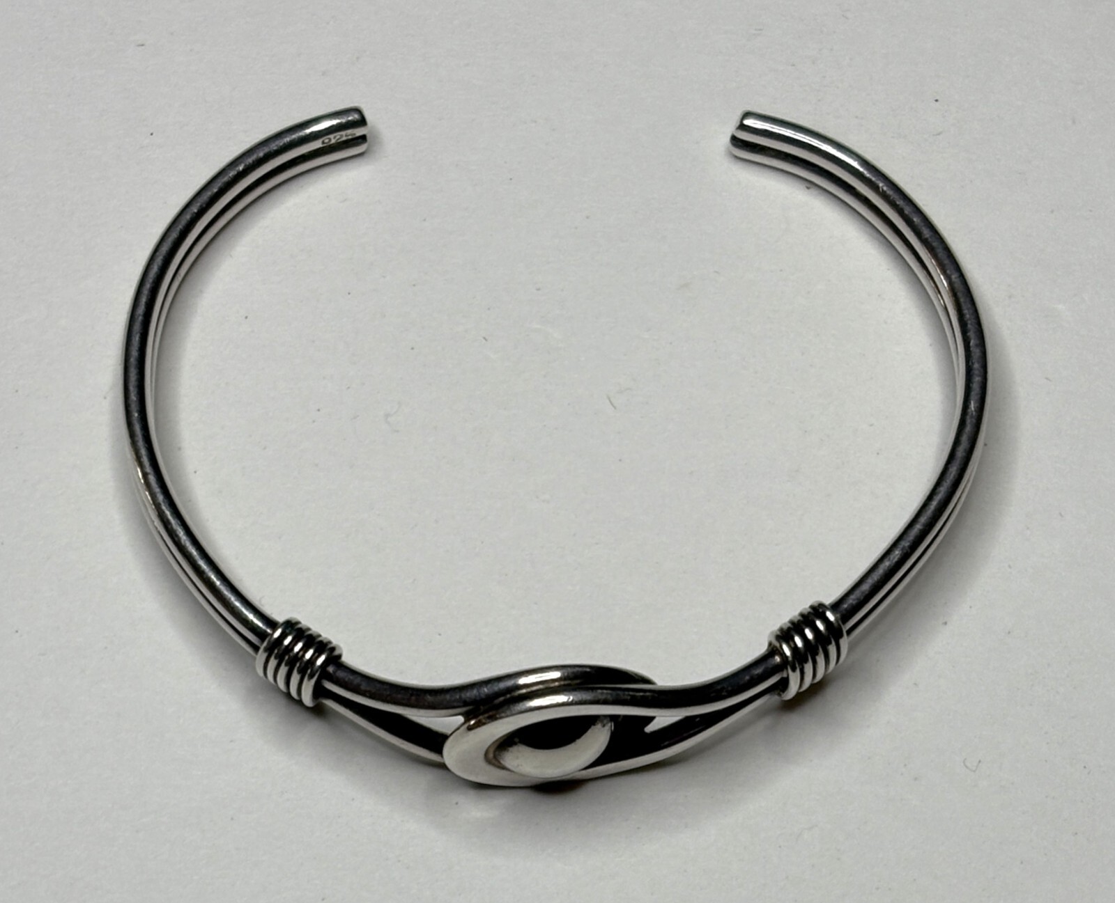 Vintage Solid Sterling Silver 925 Cuff Bracelet 6… - image 3