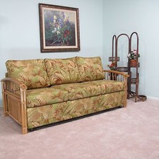 Made in USA Premium Quality Rattan Sofa Queen Sleeper Bed Choice of Fabrics