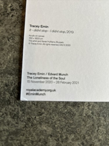 Tracey Emin Print Card Royal Academy Sold It Didn’t Stop- I Didn’t Stop 2019 - Picture 10 of 11