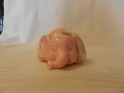 Hanging Pink Ceramic Sleeping Elephant Potpourri Holder 2.5'' Tall