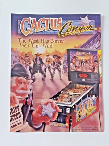Original Bally Cactus Canyon Pinball Flyer 8.5" X 11"
