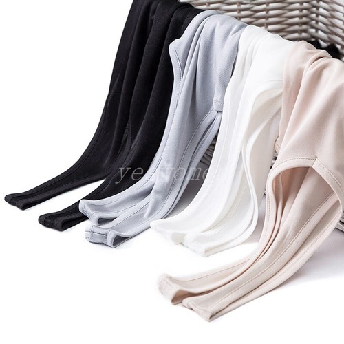 Mujeres Tejido Seda Calzoncillos Completos Vestido Escote Camisa Largo Bajo Vestido Ropa de noche - Imagen 11 de 20