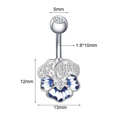 1 Pc 14G Stainless Steel Belly Button Rings Butterfly CZ Navel Piercing Jewelry - Picture 4 of 39