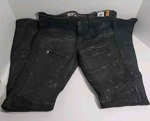 Black Pike Slim Fit Stretch Straight Leg Jeans Splattered 30 X 32 Men's NWT - Picture 11 of 18