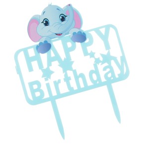 Buon Compleanno Elefante Acrilico Cake Topper Bambini Compleanno Festa Ebay