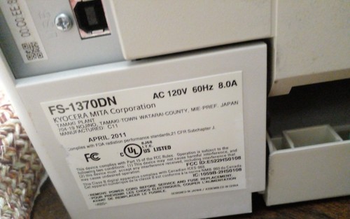Kyocera Ecosys FS-1370DN Workgroup Laserdrucker/Toner-Strom- und Netzwerkkabel - Bild 4 von 7