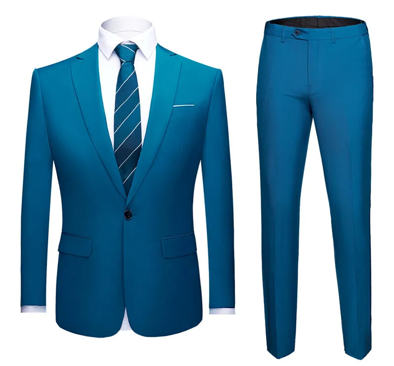 Jacket Pants 2 Pieces Set Men's Dress Wedding Groom Suit Coat Blazers