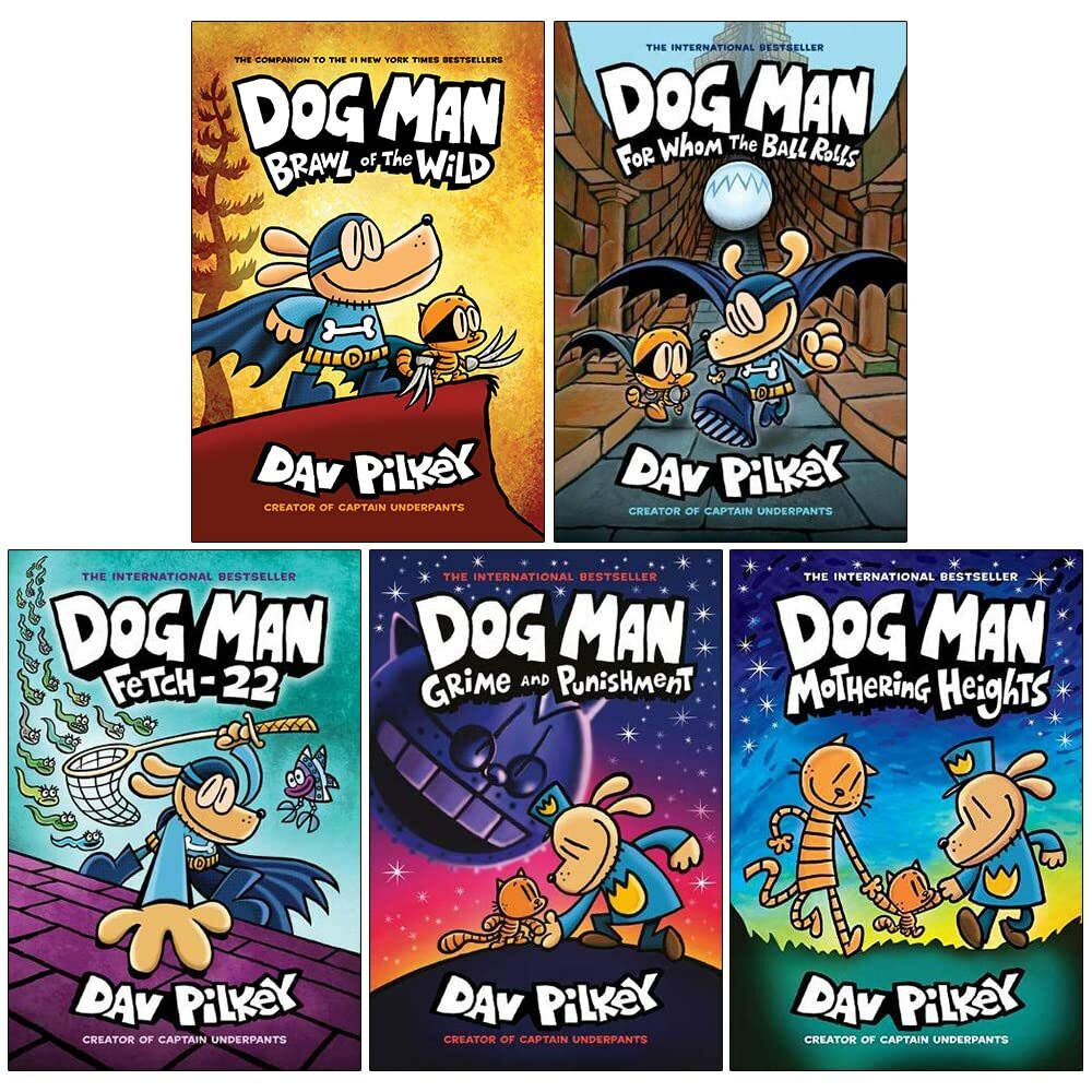 Dog Man Series 6-10 Collection 5 Books Set By Dav Pelkey Fetch-22