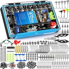 472PCS Fishing Accessory Kit, Waterproof Tackle Case with Tackle
