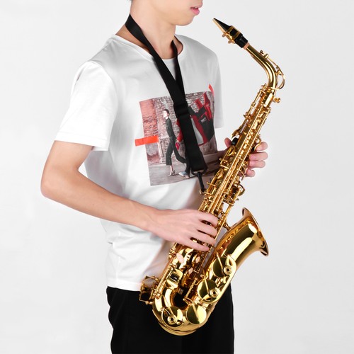 Professional Alto Saxophone Brass Gold Lacquer Eb Sax w/ Case & Accessories C0W7 - Picture 2 of 9
