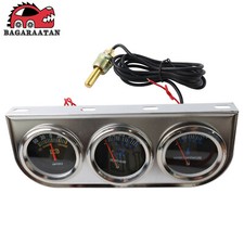 2 Chrome 52mm Mechanical Triple Gauge Set Amp Meter Oil Pressure Water Temp Us