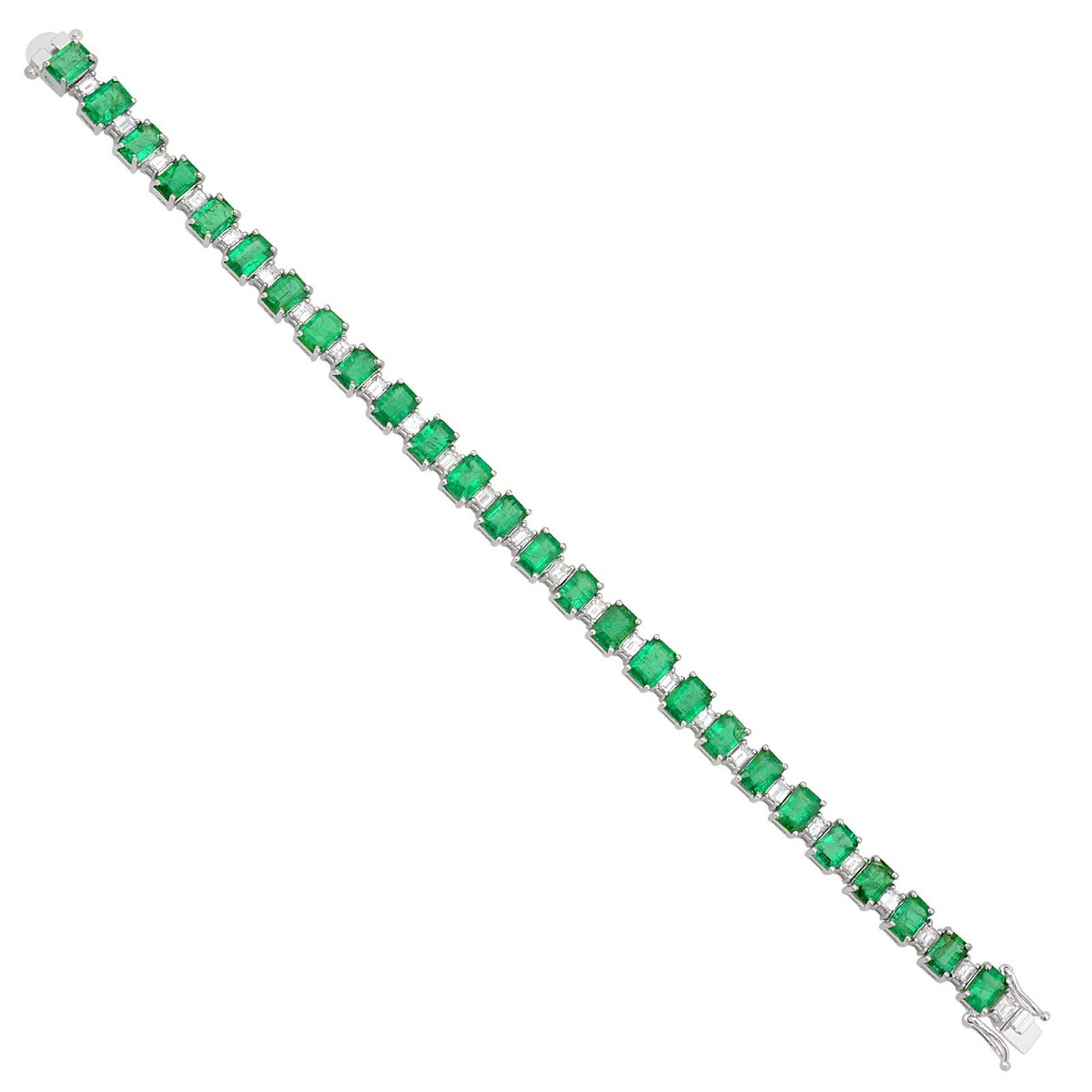 ZANONE 815134ZG380Z0049 関税送料込 18.87 TCW Natural Zambian Emerald SI/H Diamond Bracelet 14k