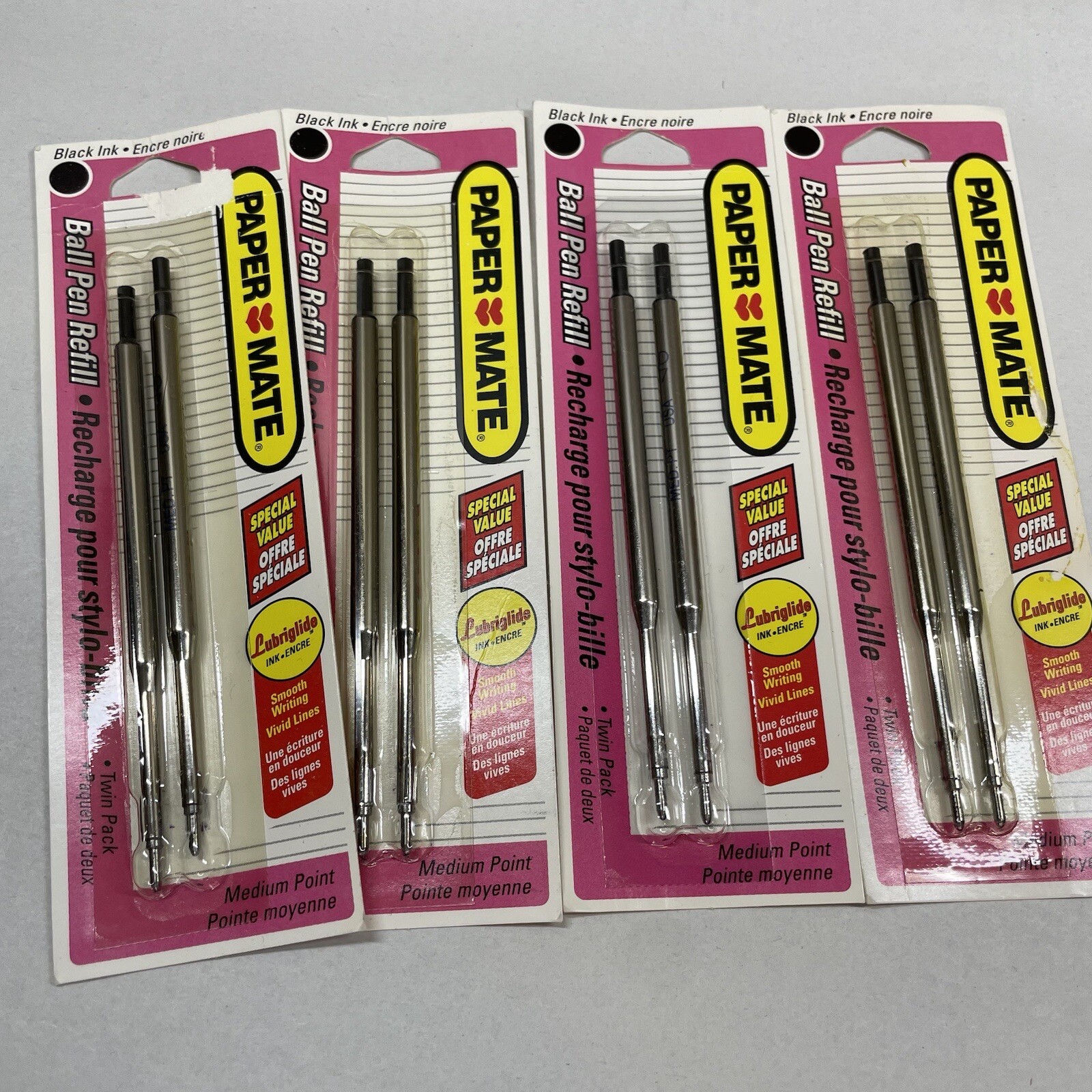 Paper Mate Lubriglide Ball Pen Refill BLACK Med Fine Point Twin Pack