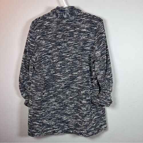 Max Studio Navy Blue & Beige Tweed One Button Blazer with Pockets Women's Size M - Picture 4 of 9