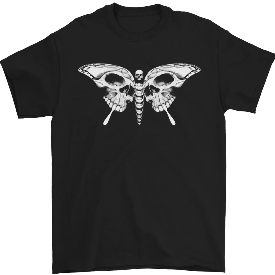 T-Shirt Halloween Moth Skull Pour Hommes 100% Coton - Photo 1/1