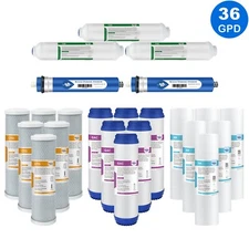 5 Stage 36 GPD RO Reverse Osmosis System Water Filter 1/2/3 Year Replacement Set