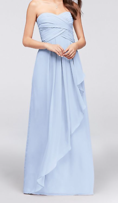 David's Bridal Ice Blue Crinkle Chiffon Dress with Cascade Skirt Size 8 P/O | eBay David's Bridal Ice Blue Crinkle Chiffon Dress with Cascade Skirt Size 8 P/O | eBay
