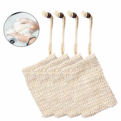 Faux Sisal Soap Bag / Soap Saver Pouch - Exfoliating, Holds Soap, Choose 1/3/5/10 Pack