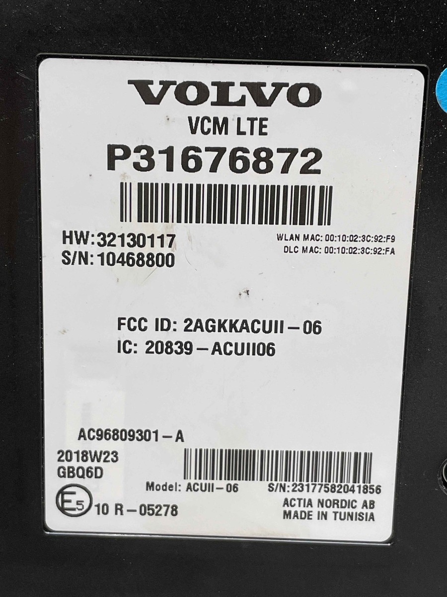 2019 VOLVO XC60 OEM Communication Computer Control Module
