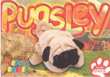 TY Beanie Babies BBOC Card Series 3 Common Pugsley the Pug Dog NM/Mint