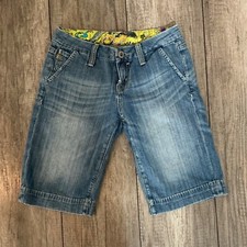 Y2K Miss Me Denim Bermuda Shorts Embellished Pockets Light Wash Size 26