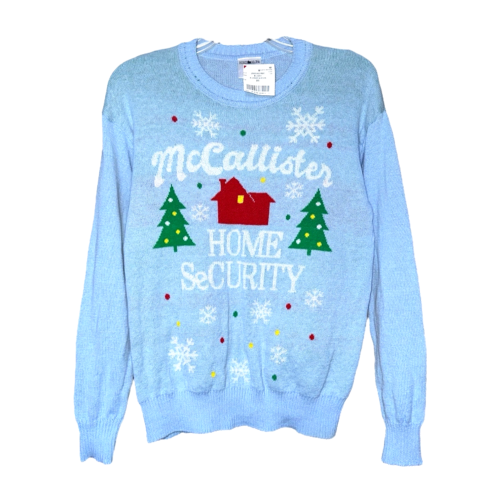 HOME ALONE McCallister Home Security Juniors Blue Knit Pullover Sweater Size XS